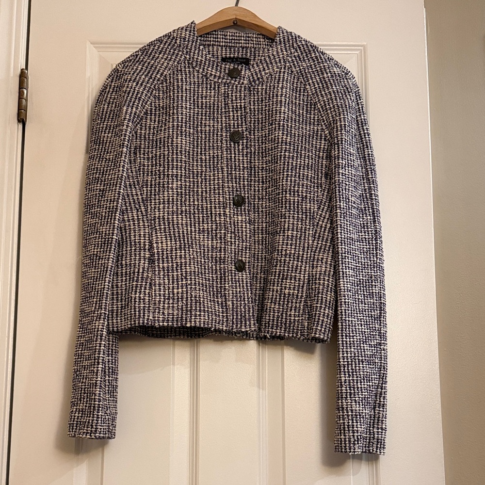 rag & bone Navy and White Tweed Blazer